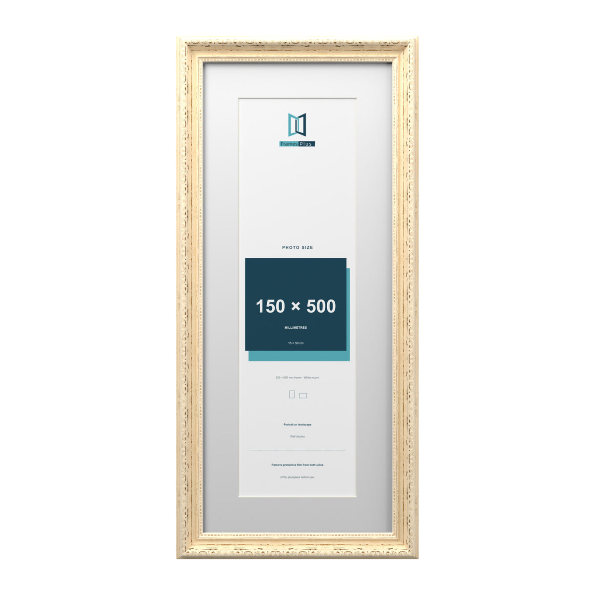 Louis Range Cream Picture, Photo & Poster Frame with White Mount - 60x25cm Frame for 50x15cm Photo, Cream
