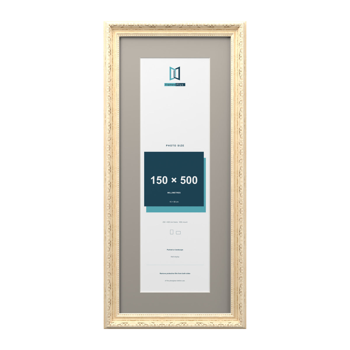 Louis Range Cream Picture, Photo & Poster Frame with Dawn Grey Mount - 60x25cm Frame for 50x15cm Photo, Cream