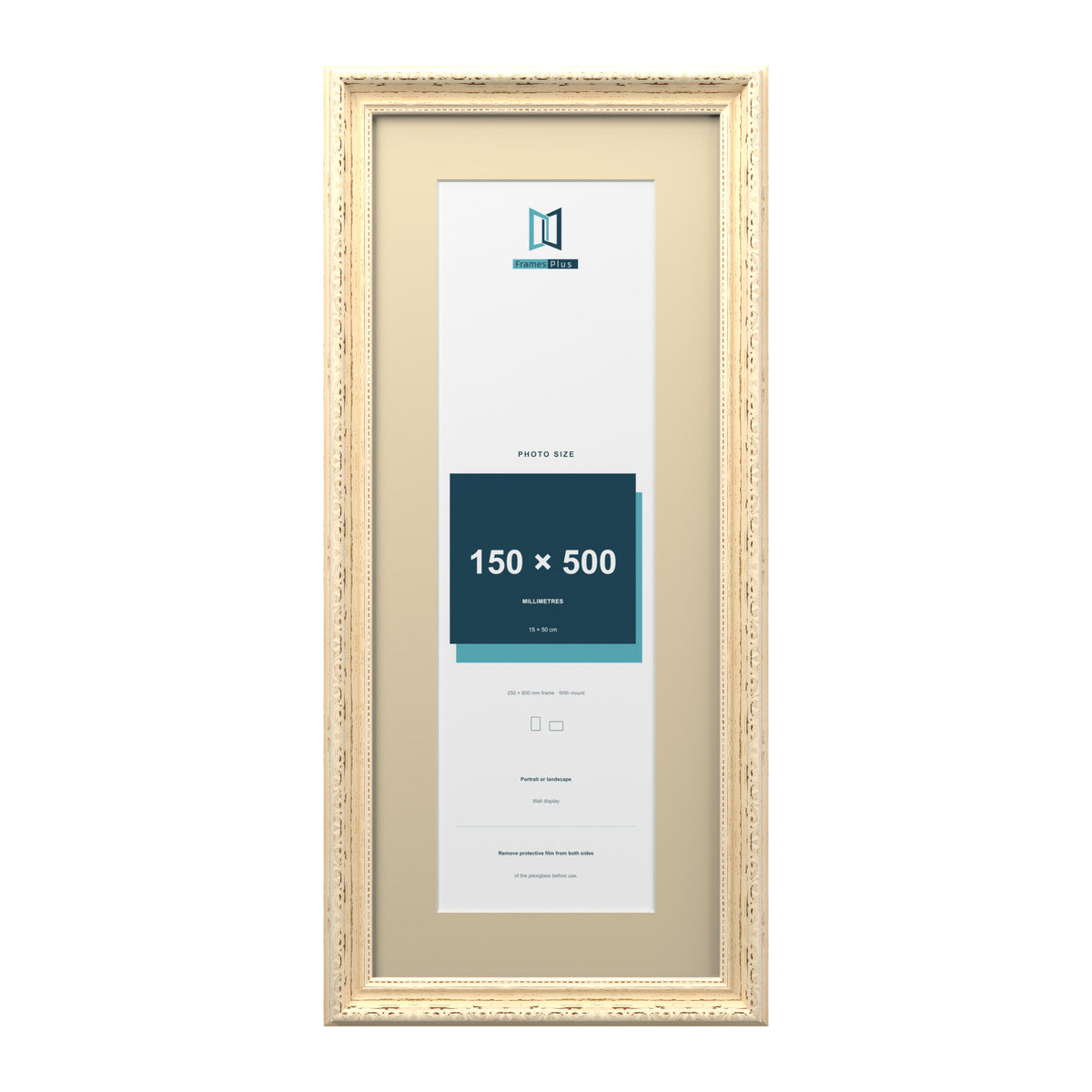 Louis Range Cream Picture, Photo & Poster Frame with Ivory Mount - 60x25cm Frame for 50x15cm Photo, Cream