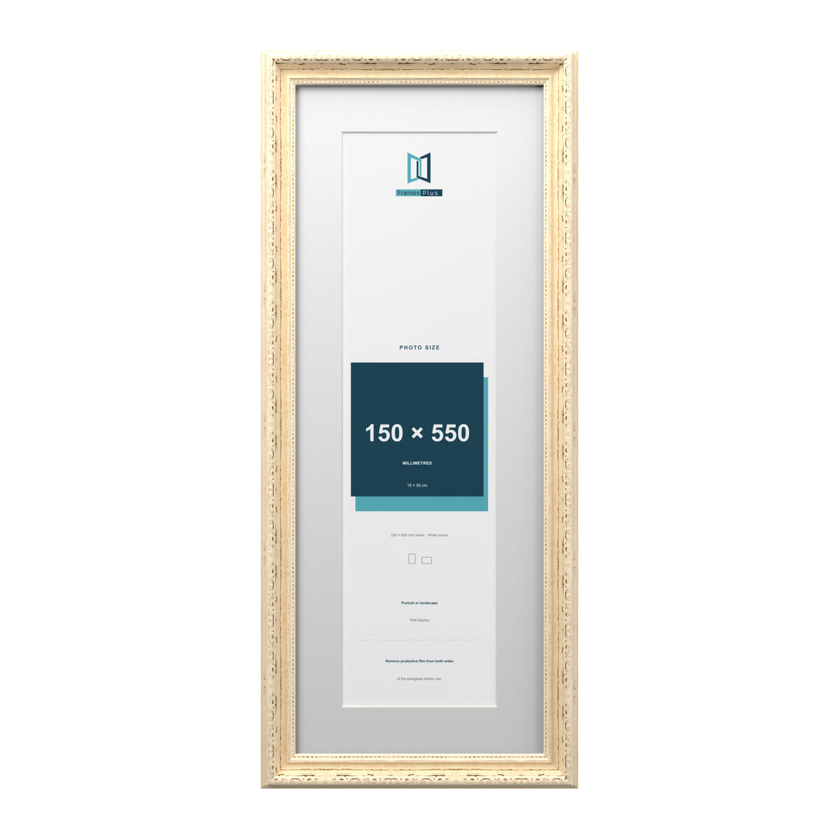 Louis Range Cream Picture, Photo & Poster Frame with White Mount - 65x25cm Frame for 55x15cm Photo, Cream
