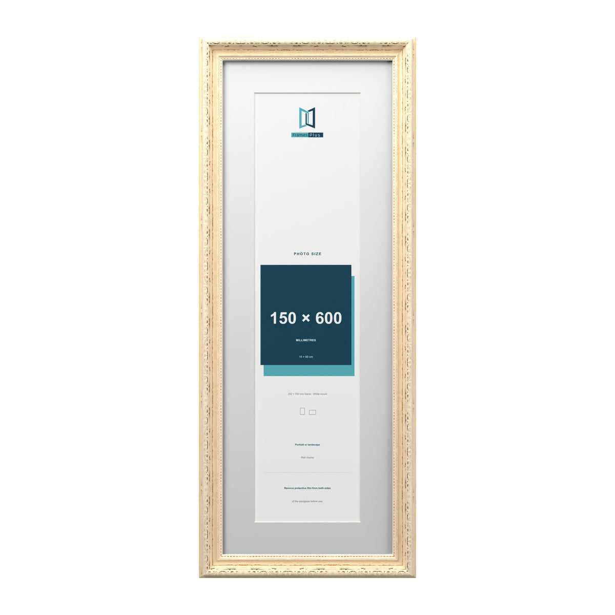 Louis Range Cream Picture, Photo & Poster Frame with White Mount - 70x25cm Frame for 60x15cm Photo, Cream