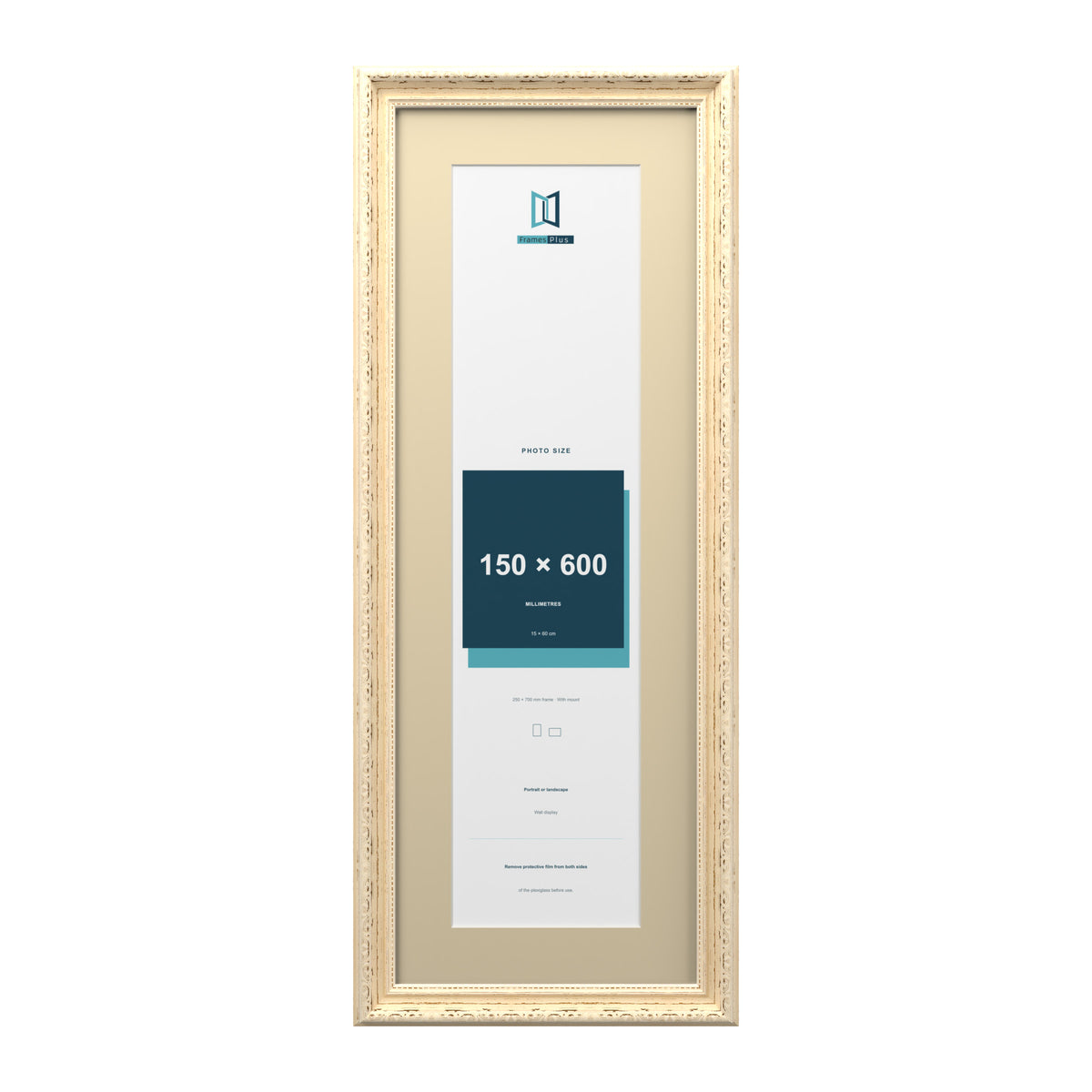Louis Range Cream Picture, Photo & Poster Frame with Ivory Mount - 70x25cm Frame for 60x15cm Photo, Cream