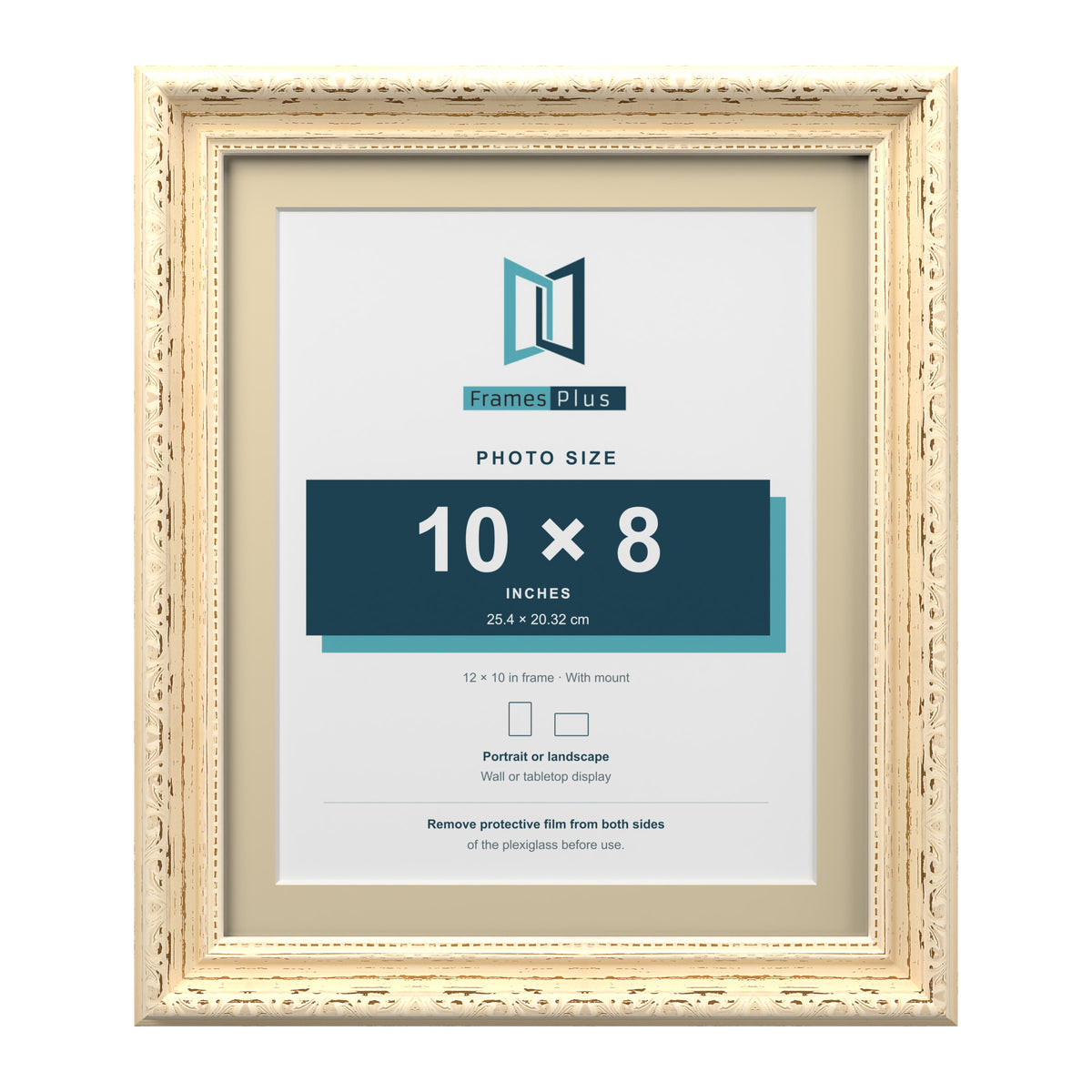 Louis Range Cream Picture, Photo & Poster Frame with Ivory Mount - 12x10" Frame for 10x8" Photo, Cream