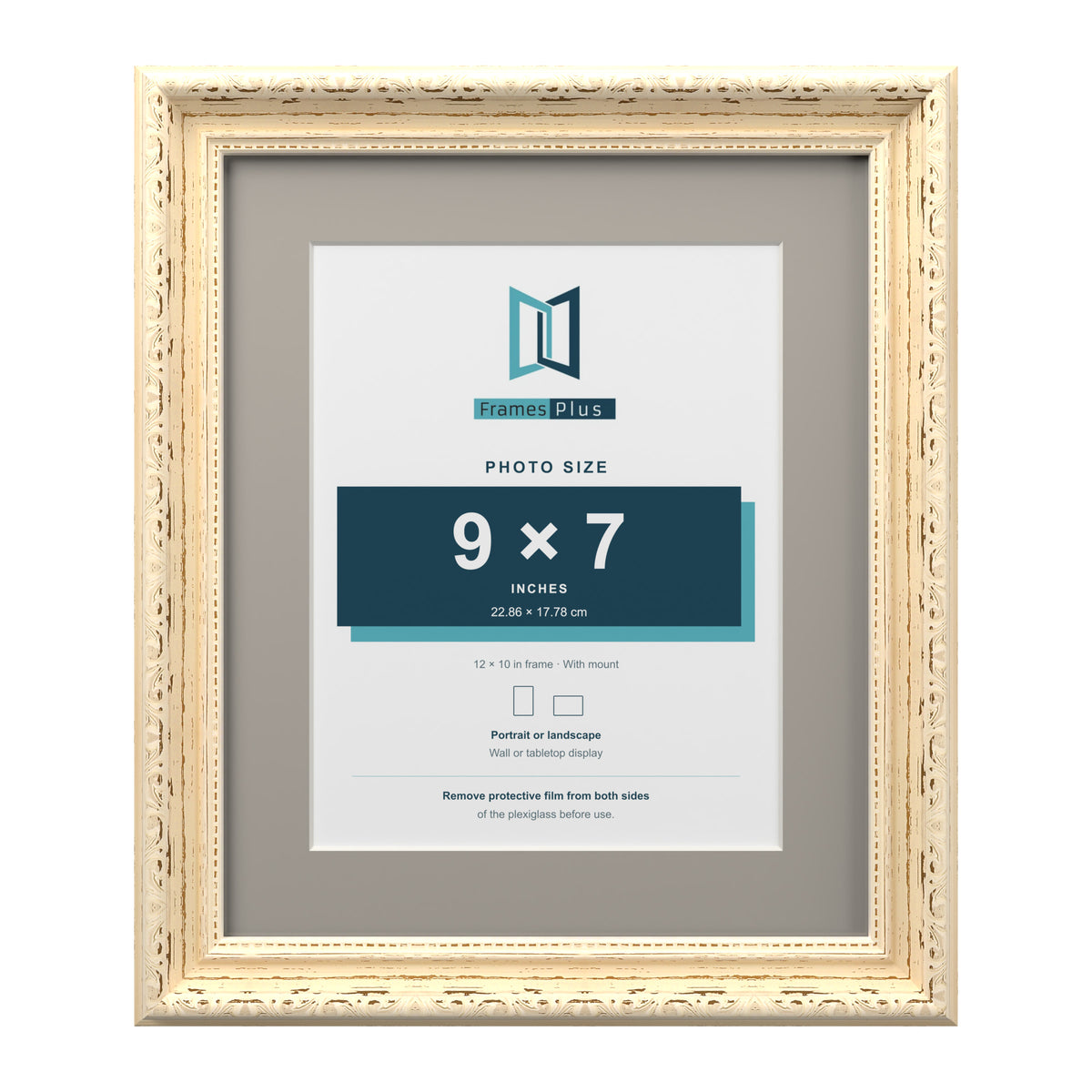 Louis Range Cream Picture, Photo & Poster Frame with Dawn Grey Mount - 12x10" Frame for 9x7" Photo, Cream