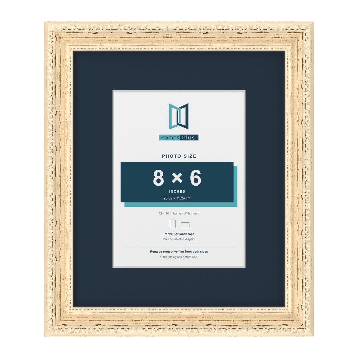 Louis Range Cream Picture, Photo & Poster Frame with Pacific Blue Mount - 12x10" Frame for 8x6" Photo, Cream