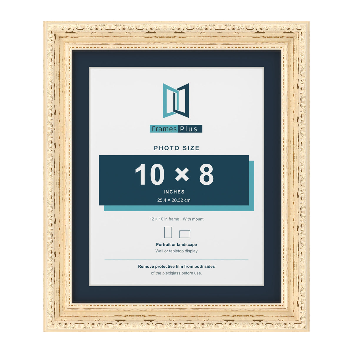 Louis Range Cream Picture, Photo & Poster Frame with Pacific Blue Mount - 12x10" Frame for 10x8" Photo, Cream
