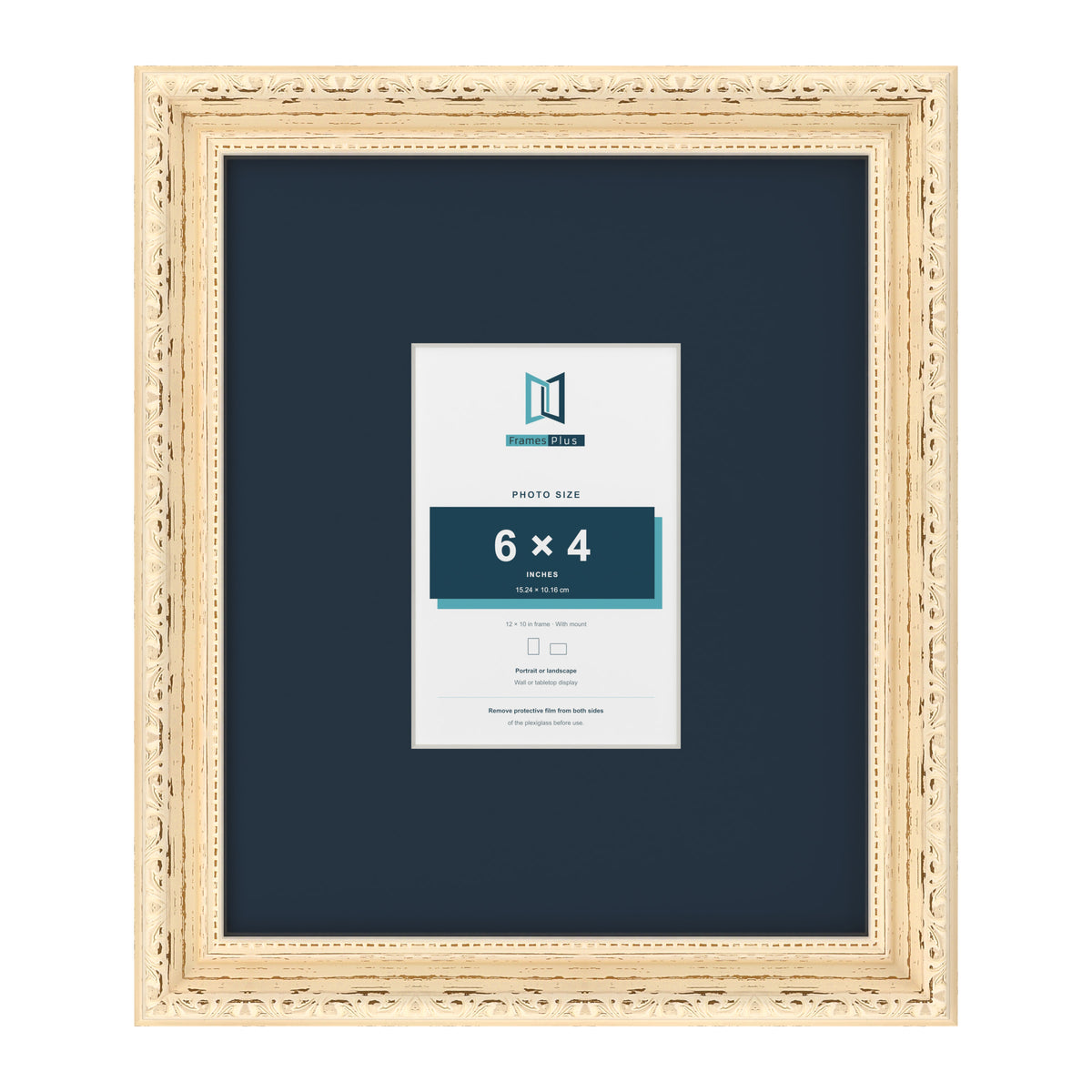 Louis Range Cream Picture, Photo & Poster Frame with Pacific Blue Mount - 12x10" Frame for 6x4" Photo, Cream