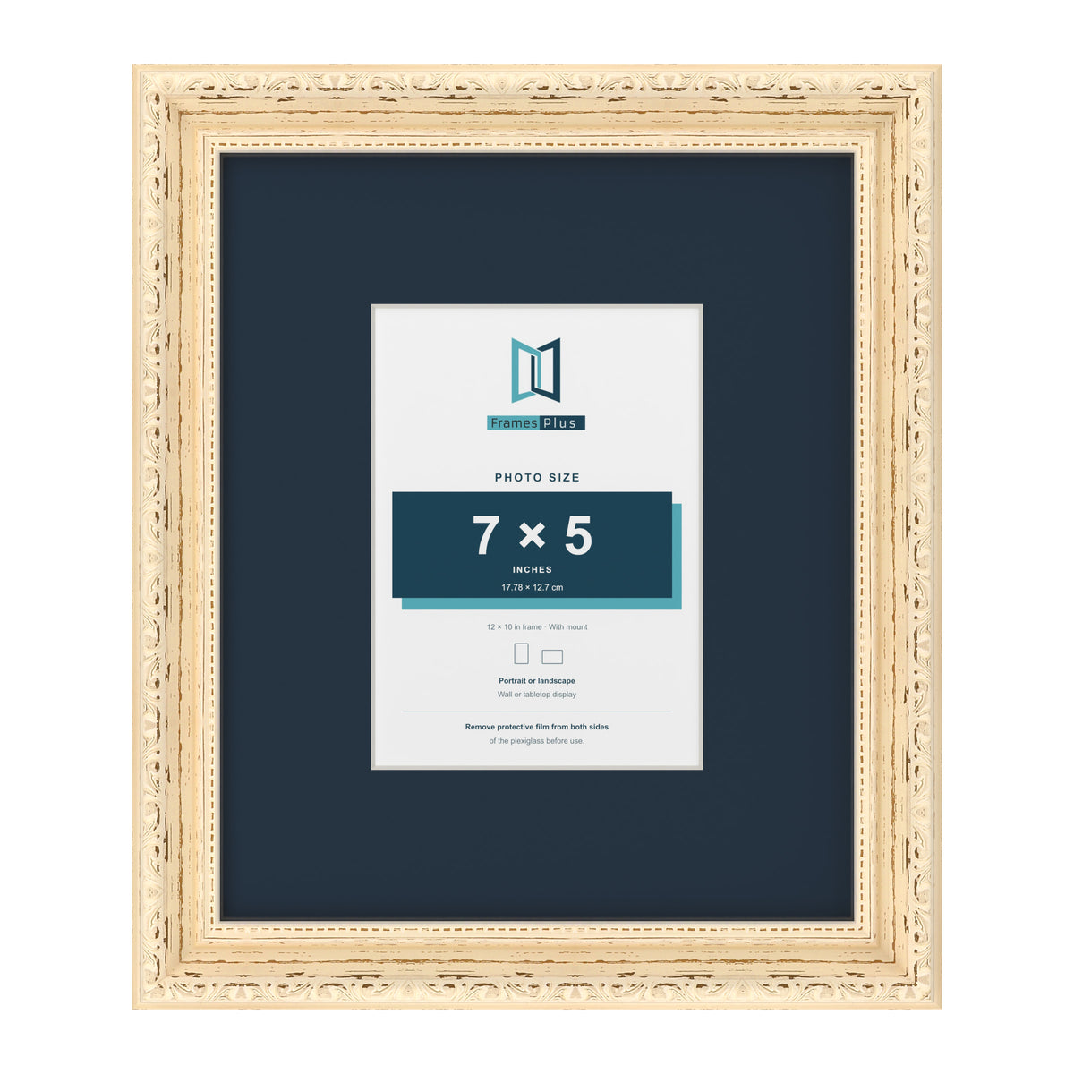 Louis Range Cream Picture, Photo & Poster Frame with Pacific Blue Mount - 12x10" Frame for 7x5" Photo, Cream