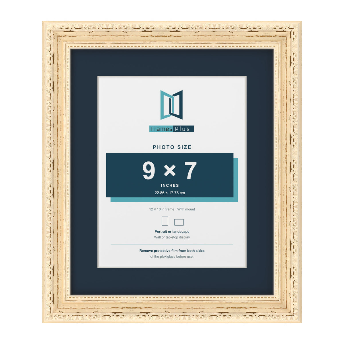 Louis Range Cream Picture, Photo & Poster Frame with Pacific Blue Mount - 12x10" Frame for 9x7" Photo, Cream