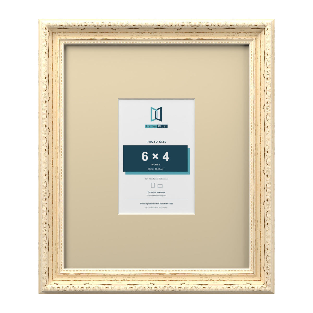 Louis Range Cream Picture, Photo & Poster Frame with Ivory Mount - 12x10" Frame for 6x4" Photo, Cream