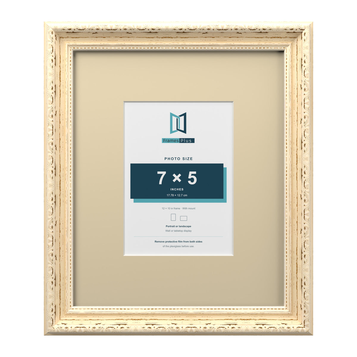 Louis Range Cream Picture, Photo & Poster Frame with Ivory Mount - 12x10" Frame for 7x5" Photo, Cream