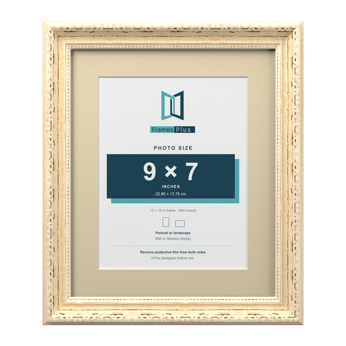 Louis Range Cream Picture, Photo & Poster Frame with Ivory Mount - 12x10" Frame for 9x7" Photo, Cream