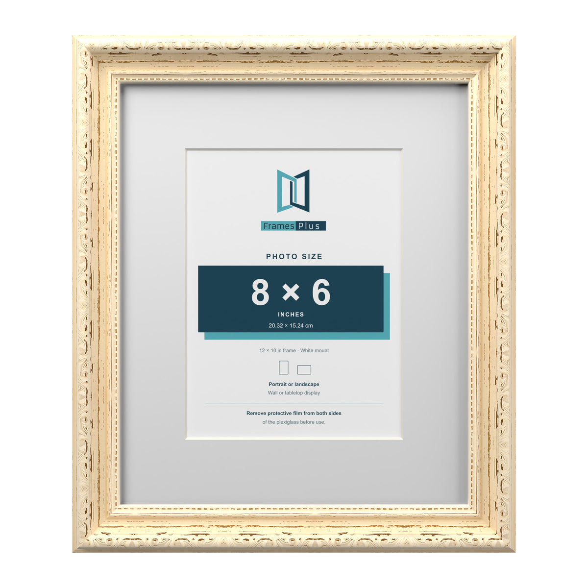 Louis Range Cream Picture, Photo & Poster Frame with White Mount - 12x10" Frame for 8x6" Photo, Cream