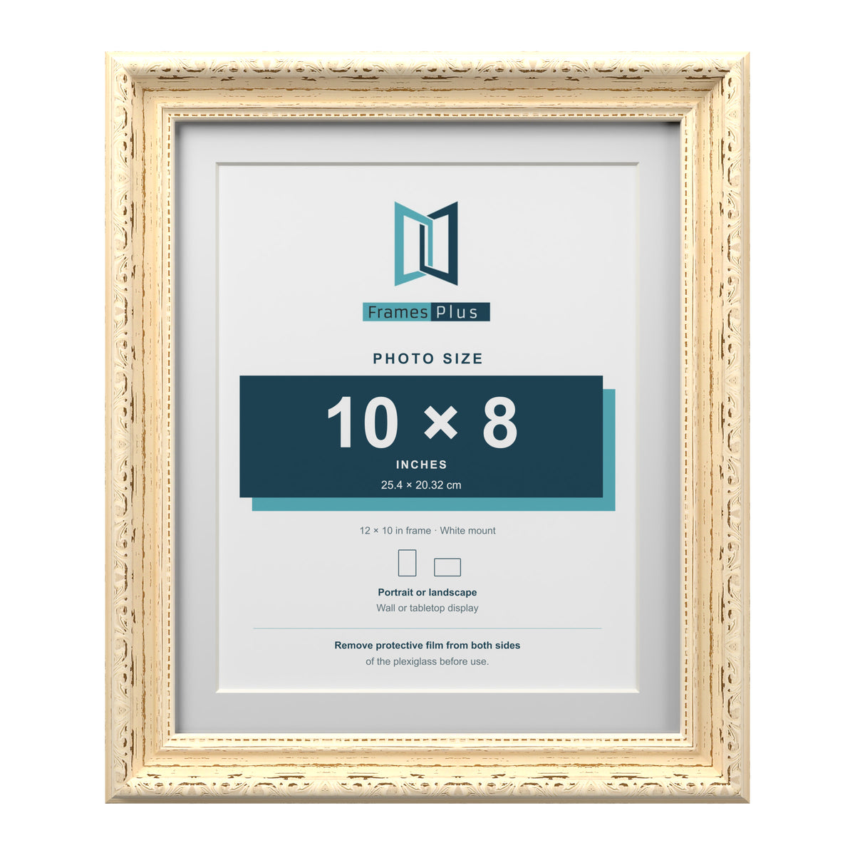 Louis Range Cream Picture, Photo & Poster Frame with White Mount - 12x10" Frame for 10x8" Photo, Cream