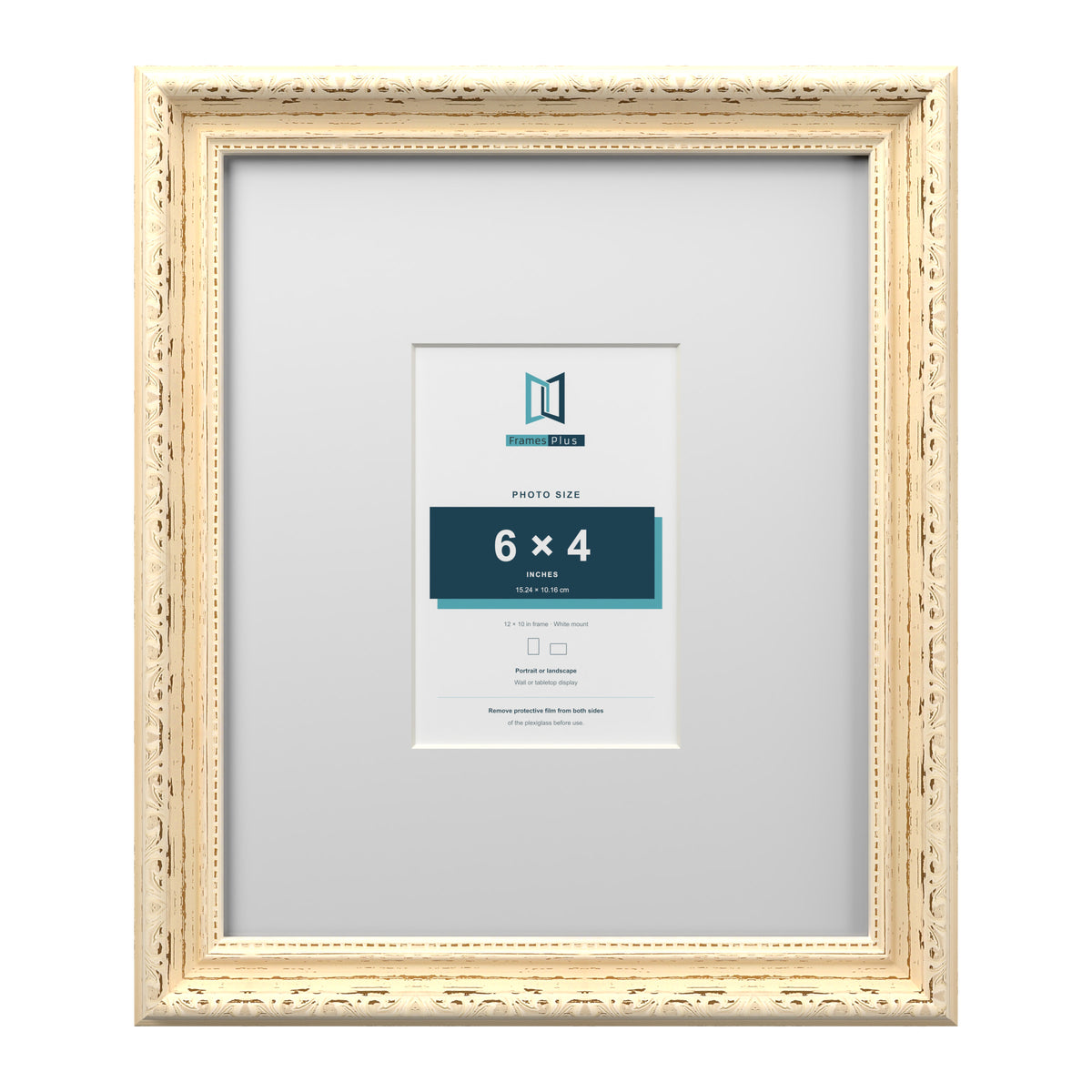 Louis Range Cream Picture, Photo & Poster Frame with White Mount - 12x10" Frame for 6x4" Photo, Cream