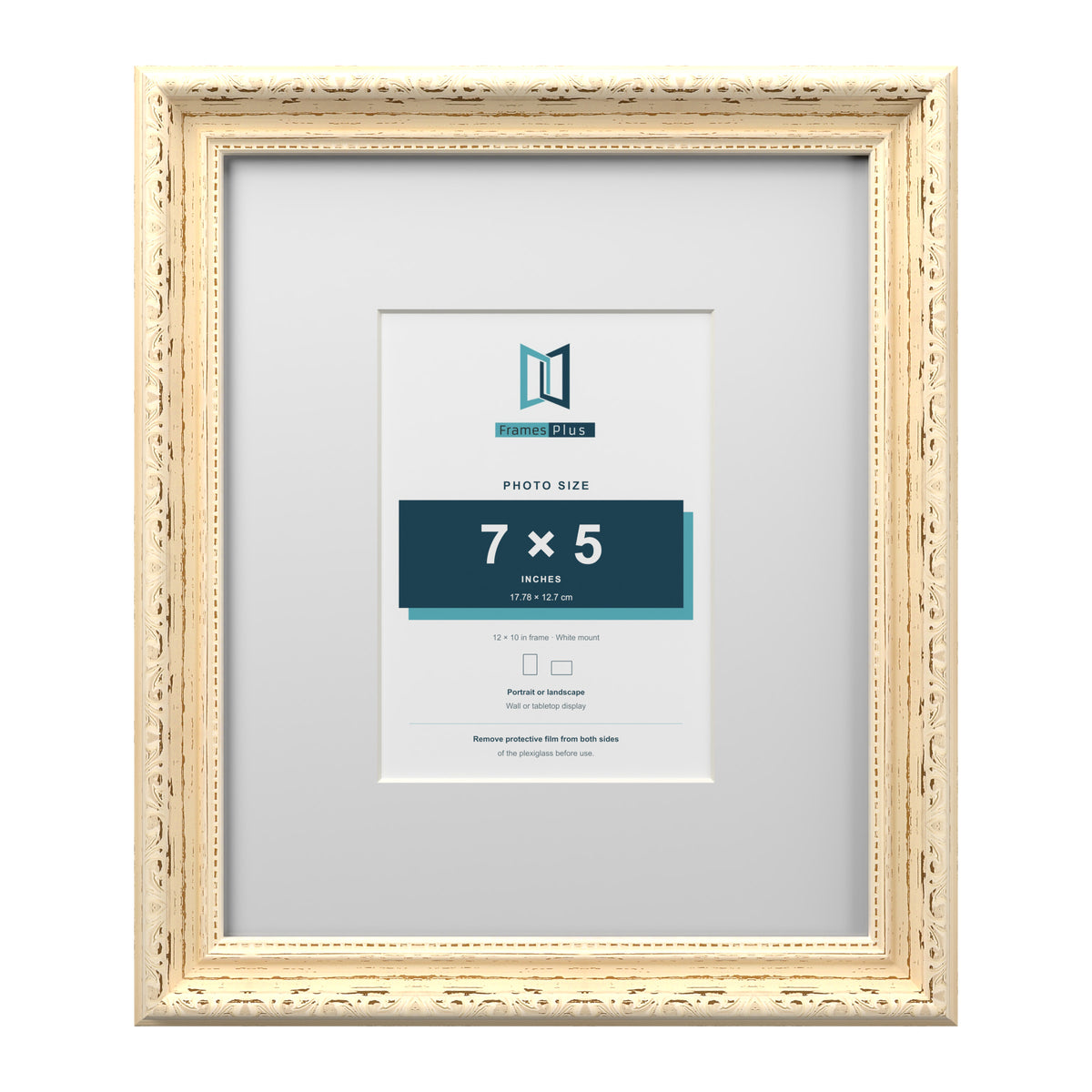 Louis Range Cream Picture, Photo & Poster Frame with White Mount - 12x10" Frame for 7x5" Photo, Cream