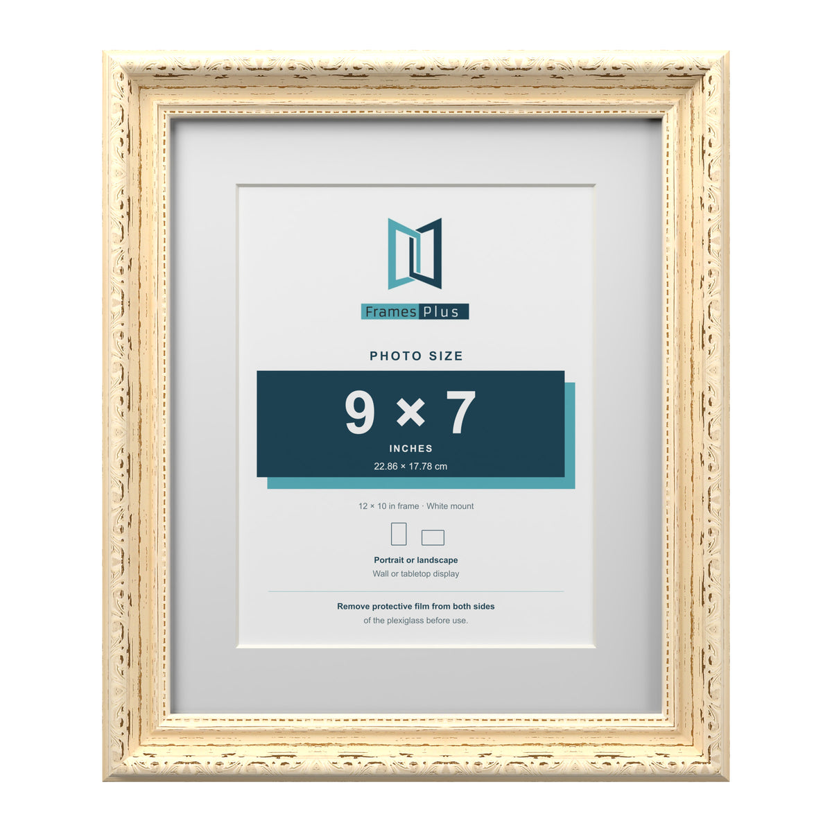 Louis Range Cream Picture, Photo & Poster Frame with White Mount - 12x10" Frame for 9x7" Photo, Cream
