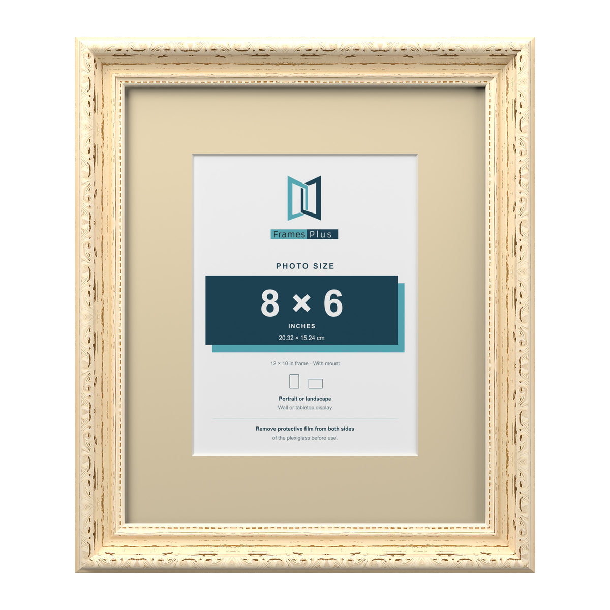 Louis Range Cream Picture, Photo & Poster Frame with Ivory Mount - 12x10" Frame for 8x6" Photo, Cream