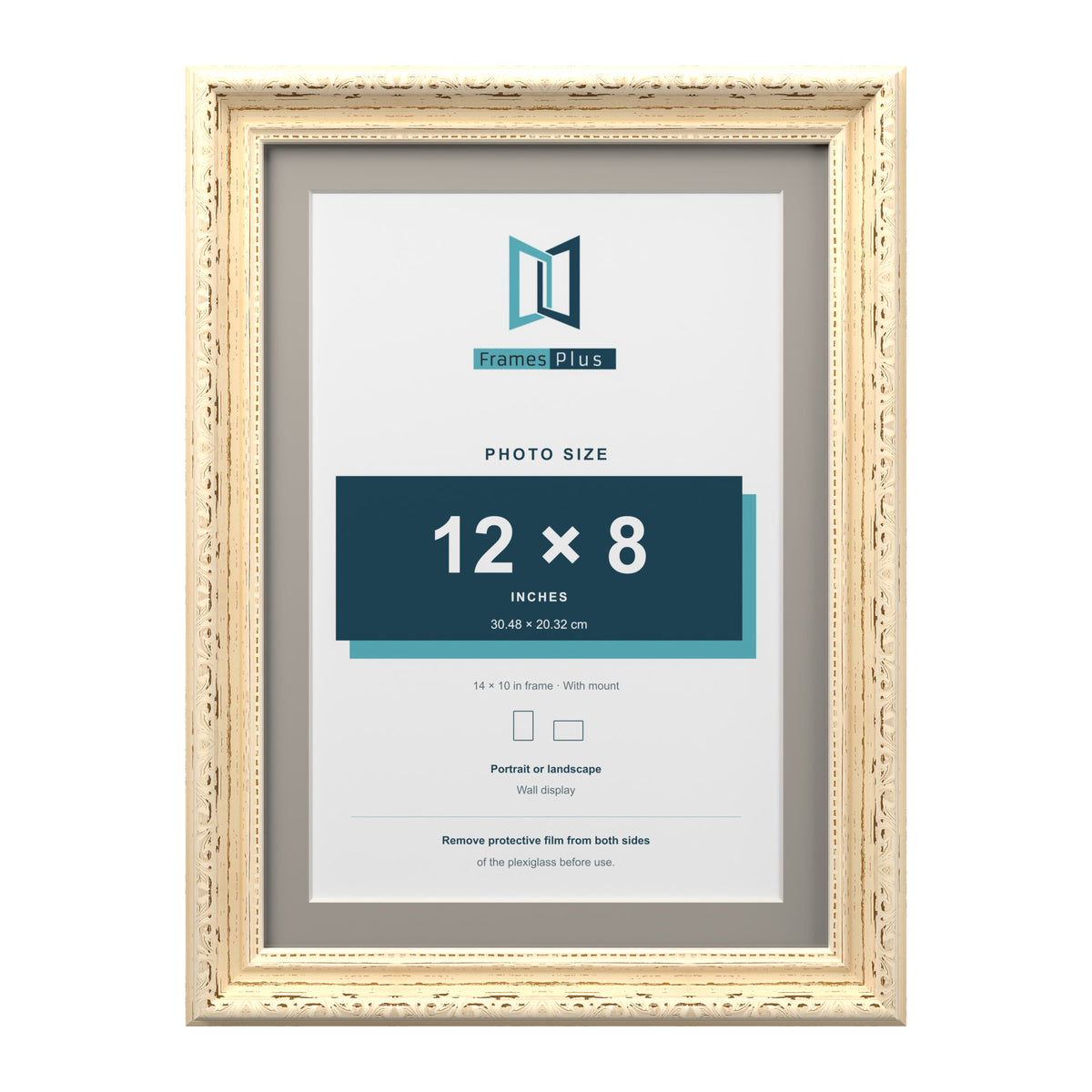 Louis Range Cream Picture, Photo & Poster Frame with Dawn Grey Mount - 14x10" Frame for 12x8" Photo, Cream
