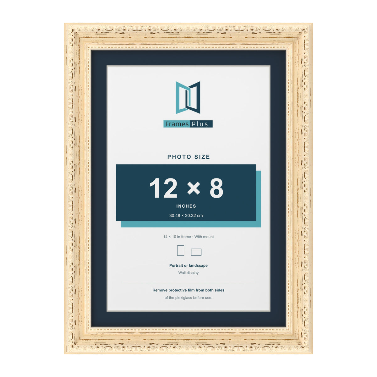 Louis Range Cream Picture, Photo & Poster Frame with Pacific Blue Mount - 14x10" Frame for 12x8" Photo, Cream