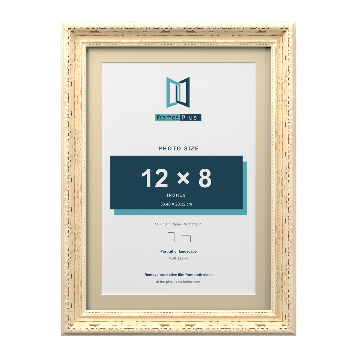 Louis Range Cream Picture, Photo & Poster Frame with Ivory Mount - 14x10" Frame for 12x8" Photo, Cream