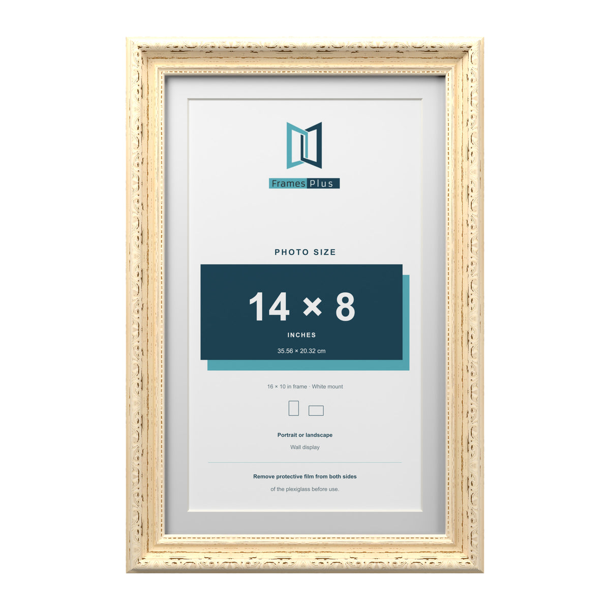 Louis Range Cream Picture, Photo & Poster Frame with White Mount - 16x10" Frame for 14x8" Photo, Cream