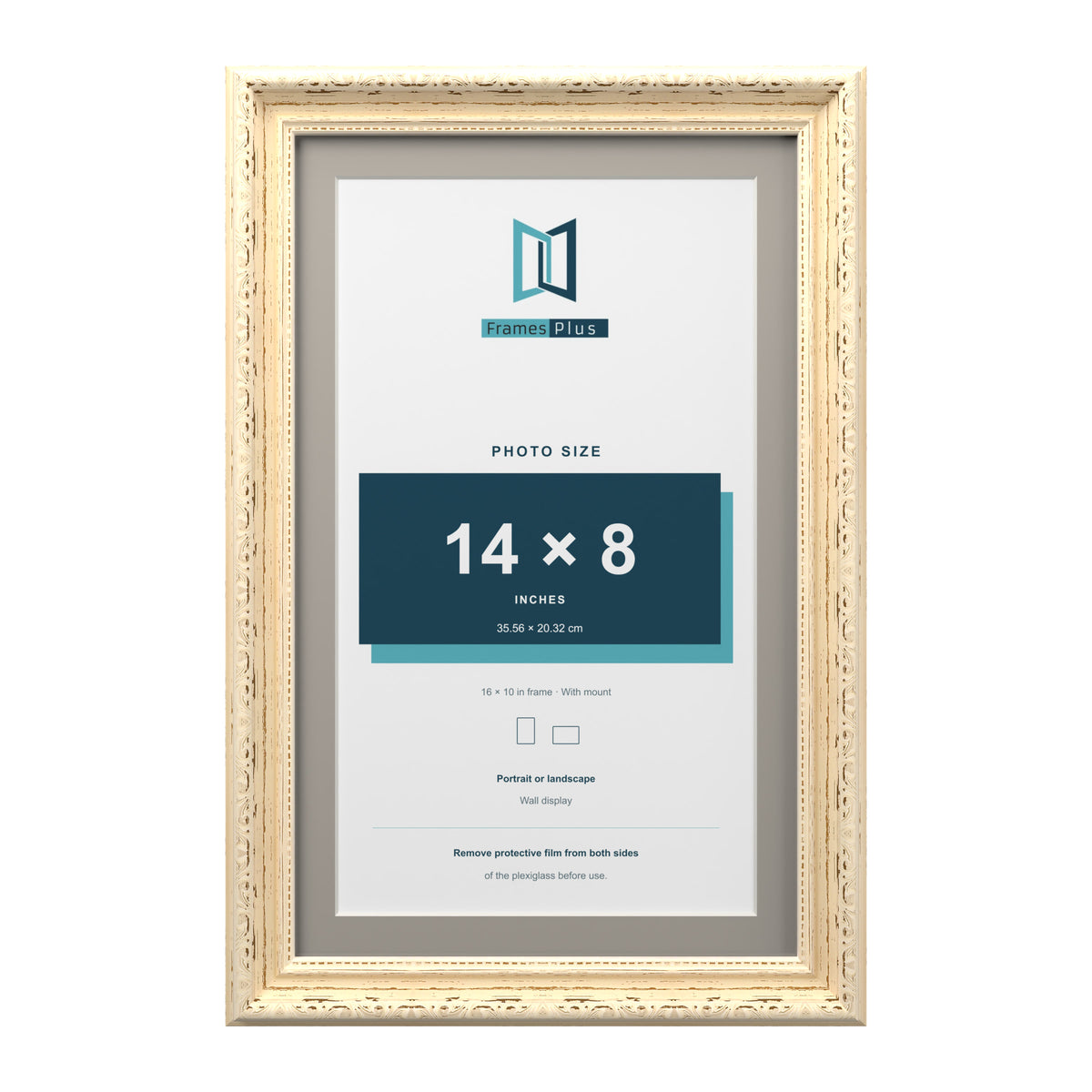 Louis Range Cream Picture, Photo & Poster Frame with Dawn Grey Mount - 16x10" Frame for 14x8" Photo, Cream