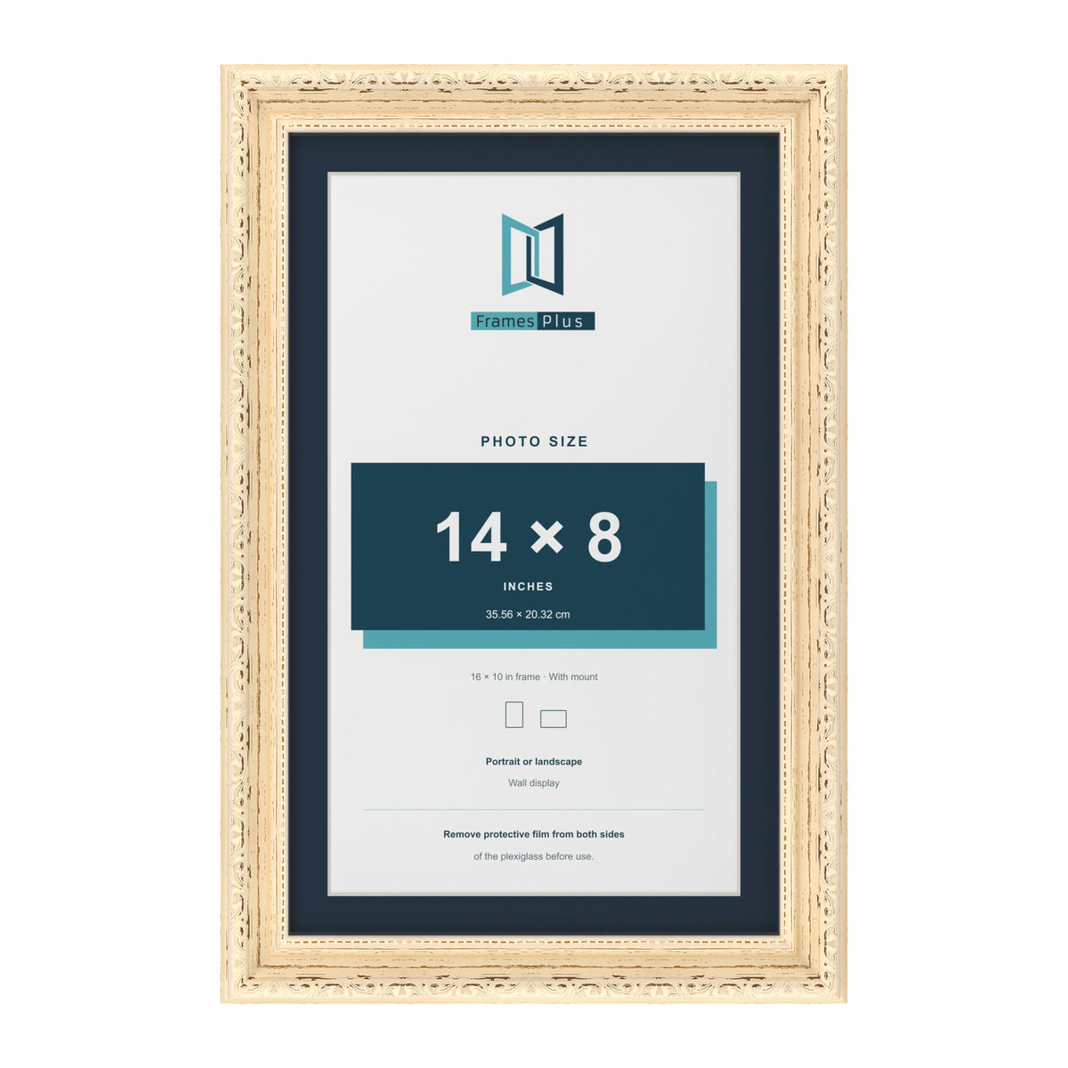 Louis Range Cream Picture, Photo & Poster Frame with Pacific Blue Mount - 16x10" Frame for 14x8" Photo, Cream