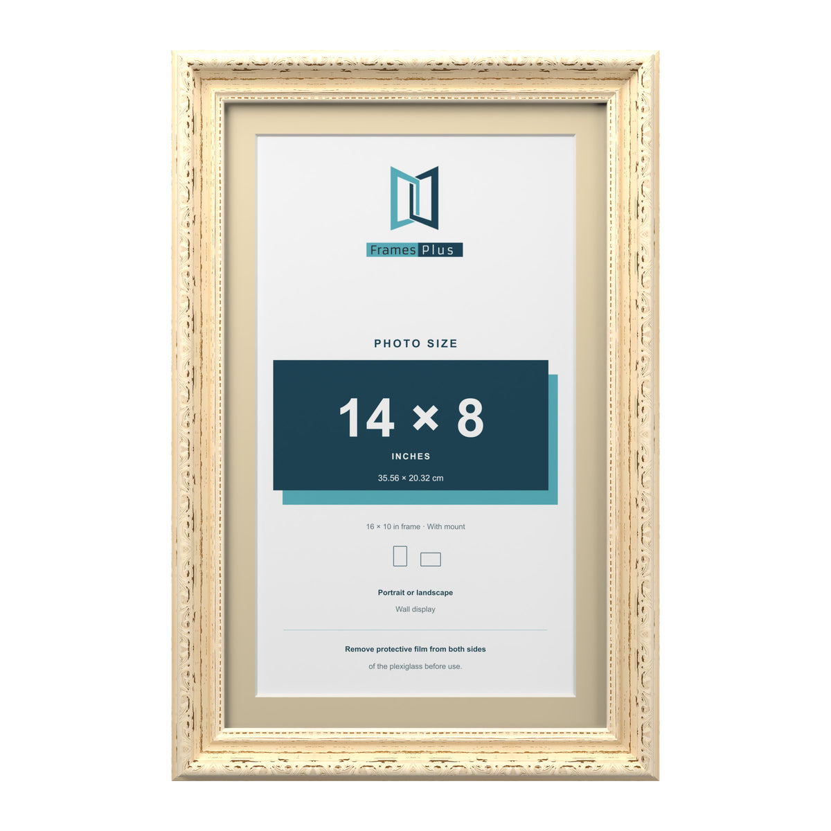 Louis Range Cream Picture, Photo & Poster Frame with Ivory Mount - 16x10" Frame for 14x8" Photo, Cream