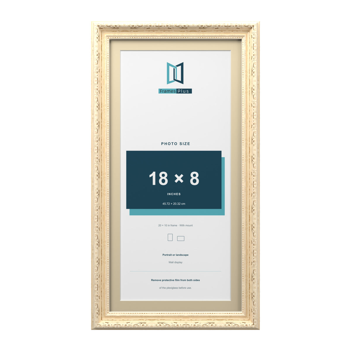 Louis Range Cream Picture, Photo & Poster Frame with Ivory Mount - 20x10" Frame for 18x8" Photo, Cream