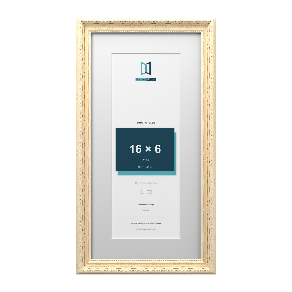Louis Range Cream Picture, Photo & Poster Frame with White Mount - 20x10" Frame for 16x6" Photo, Cream