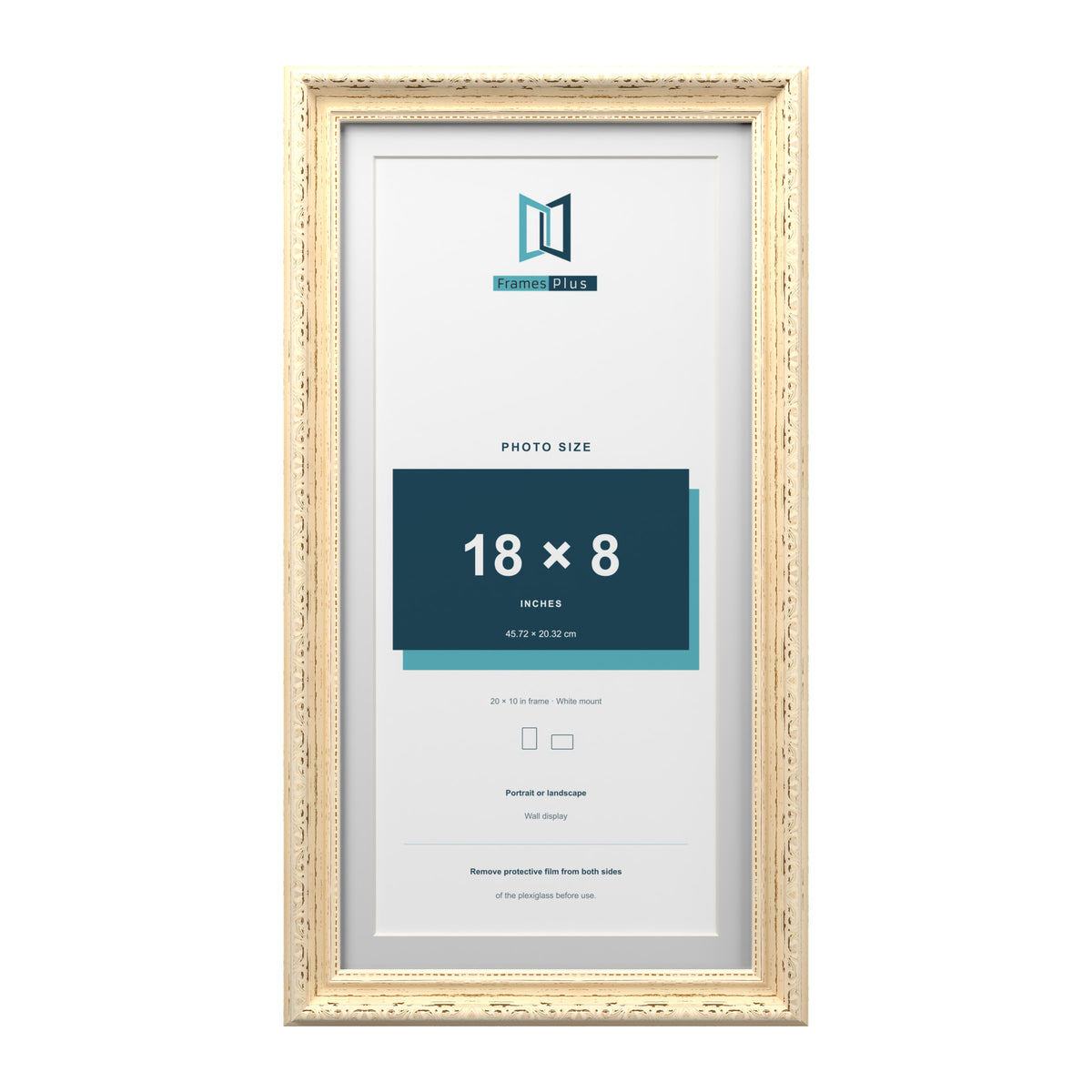 Louis Range Cream Picture, Photo & Poster Frame with White Mount - 20x10" Frame for 18x8" Photo, Cream