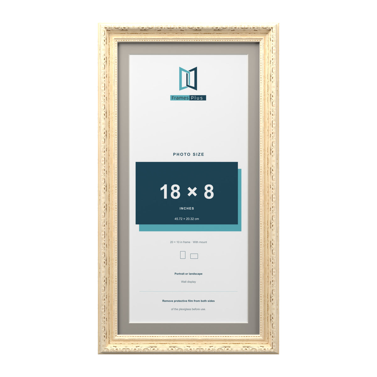 Louis Range Cream Picture, Photo & Poster Frame with Dawn Grey Mount - 20x10" Frame for 18x8" Photo, Cream