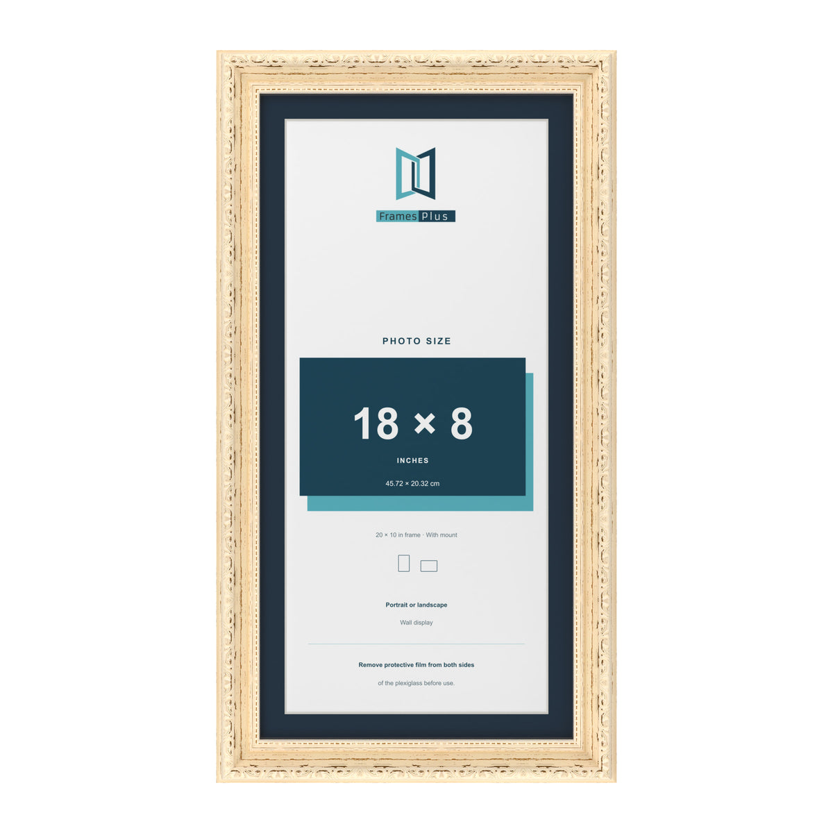 Louis Range Cream Picture, Photo & Poster Frame with Pacific Blue Mount - 20x10" Frame for 18x8" Photo, Cream