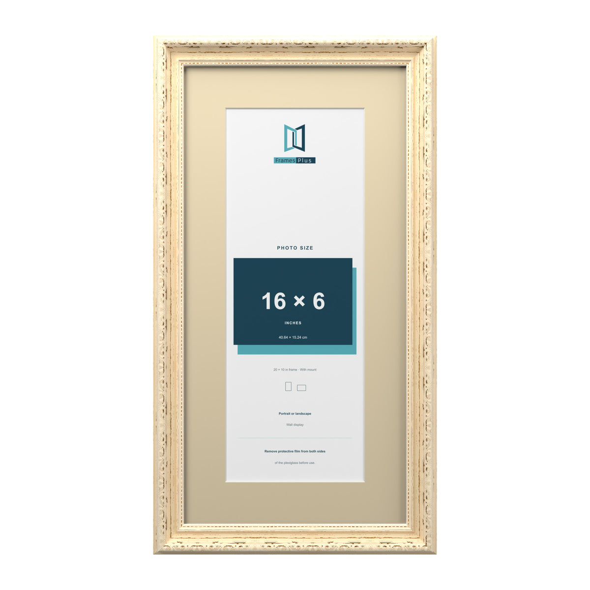 Louis Range Cream Picture, Photo & Poster Frame with Ivory Mount - 20x10" Frame for 16x6" Photo, Cream