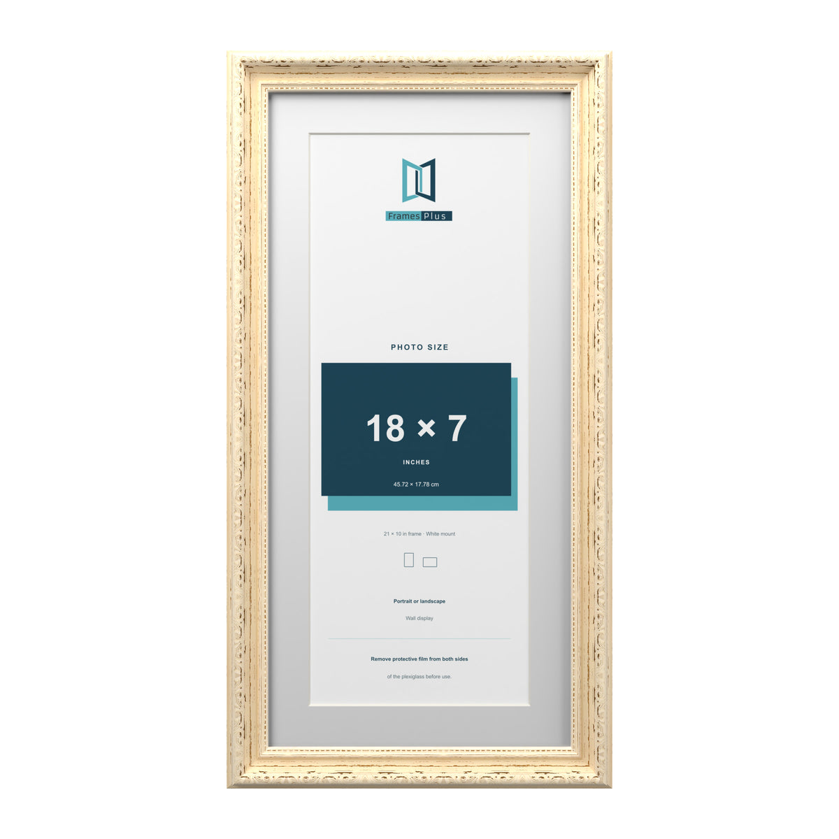 Louis Range Cream Picture, Photo & Poster Frame with White Mount - 21x10" Frame for 18x7" Photo, Cream
