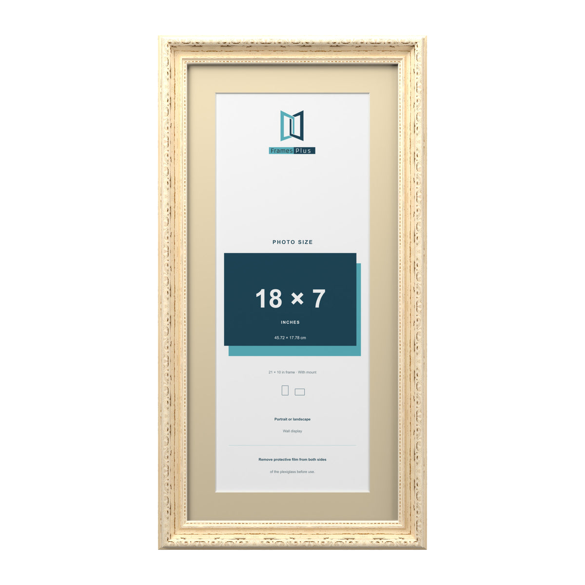 Louis Range Cream Picture, Photo & Poster Frame with Ivory Mount - 21x10" Frame for 18x7" Photo, Cream