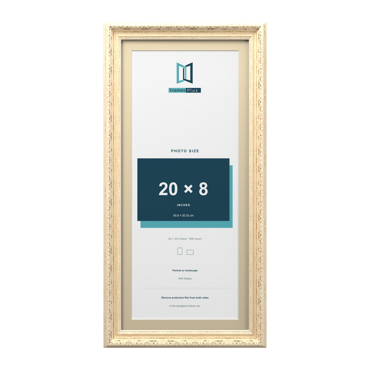 Louis Range Cream Picture, Photo & Poster Frame with Ivory Mount - 22x10" Frame for 20x8" Photo, Cream