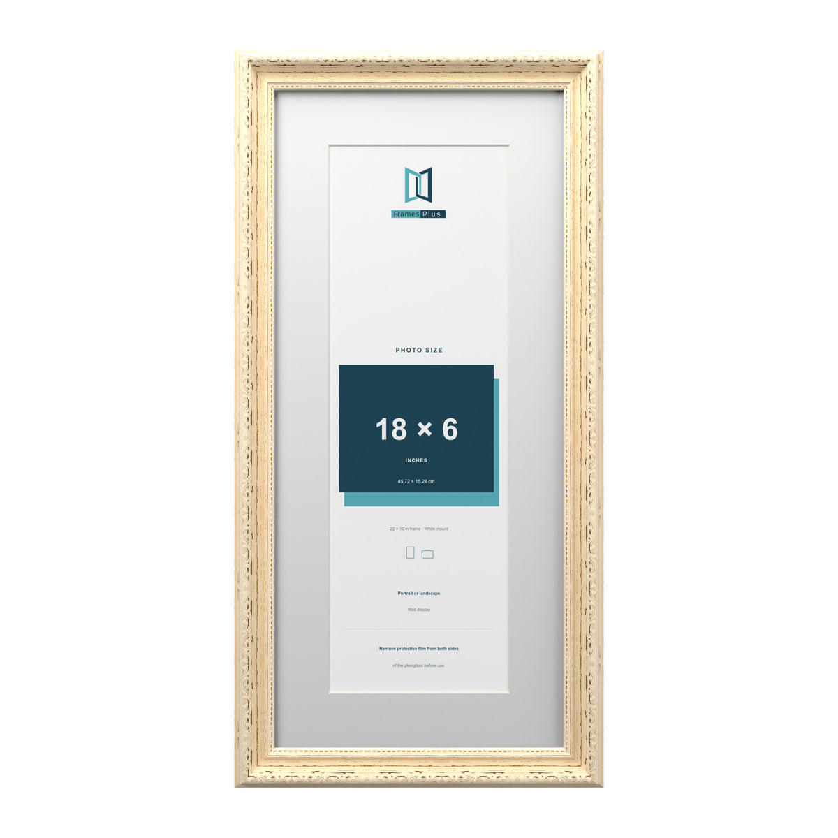 Louis Range Cream Picture, Photo & Poster Frame with White Mount - 22x10" Frame for 18x6" Photo, Cream