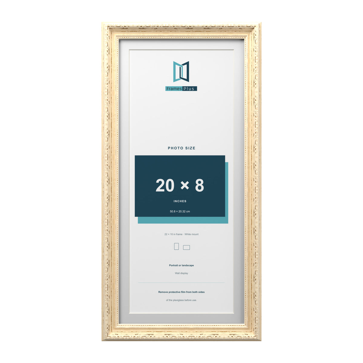 Louis Range Cream Picture, Photo & Poster Frame with White Mount - 22x10" Frame for 20x8" Photo, Cream