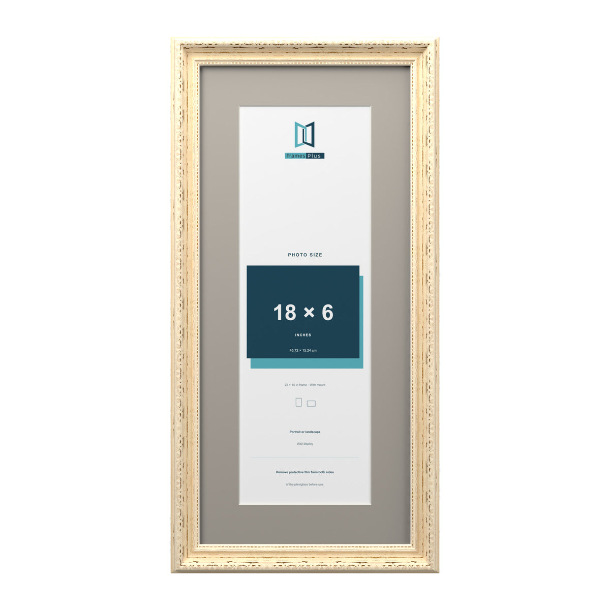 Louis Range Cream Picture, Photo & Poster Frame with Dawn Grey Mount - 22x10" Frame for 18x6" Photo, Cream
