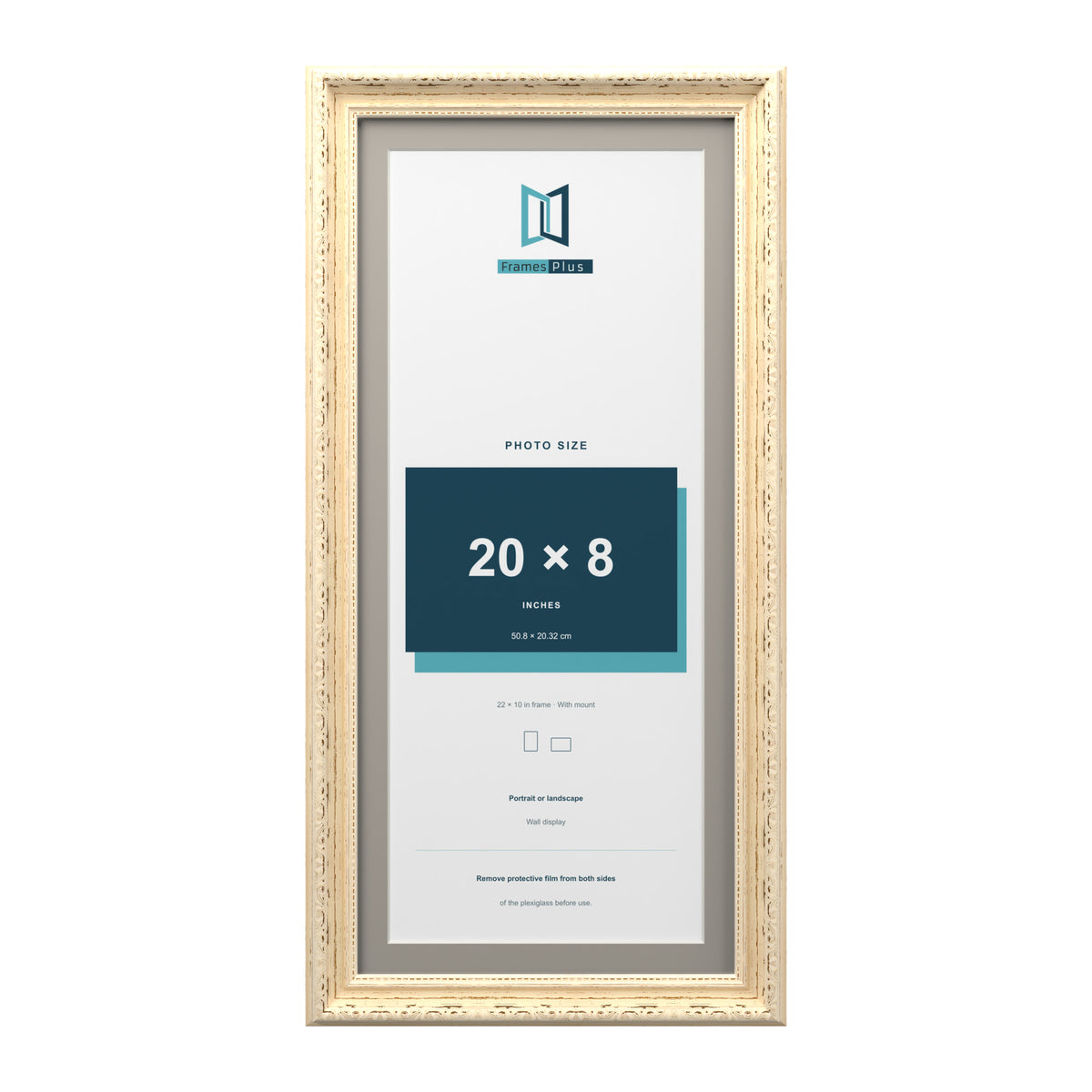 Louis Range Cream Picture, Photo & Poster Frame with Dawn Grey Mount - 22x10" Frame for 20x8" Photo, Cream