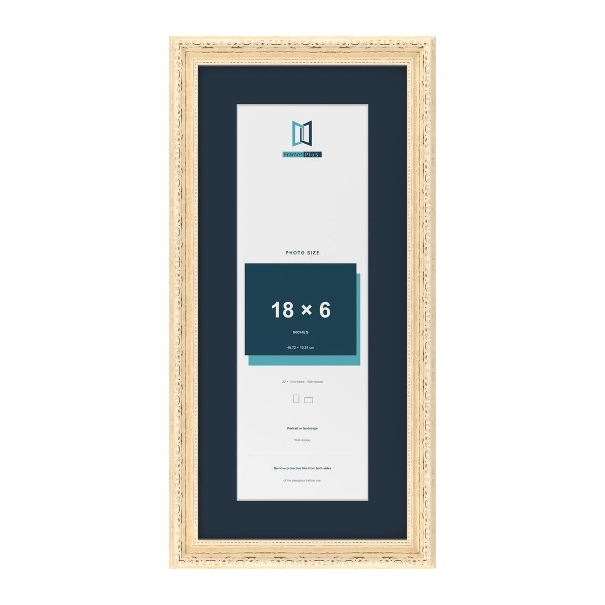 Louis Range Cream Picture, Photo & Poster Frame with Pacific Blue Mount - 22x10" Frame for 18x6" Photo, Cream