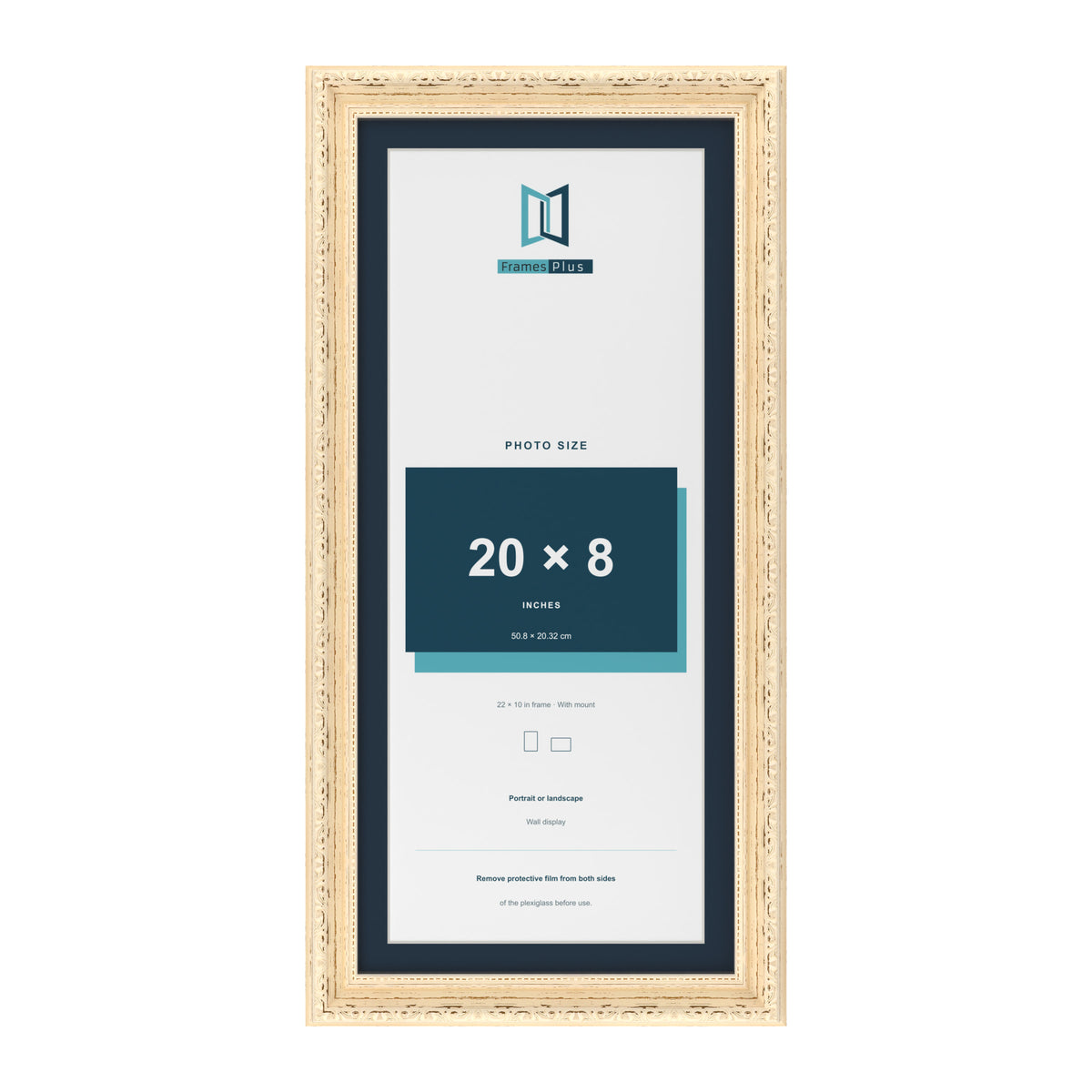 Louis Range Cream Picture, Photo & Poster Frame with Pacific Blue Mount - 22x10" Frame for 20x8" Photo, Cream