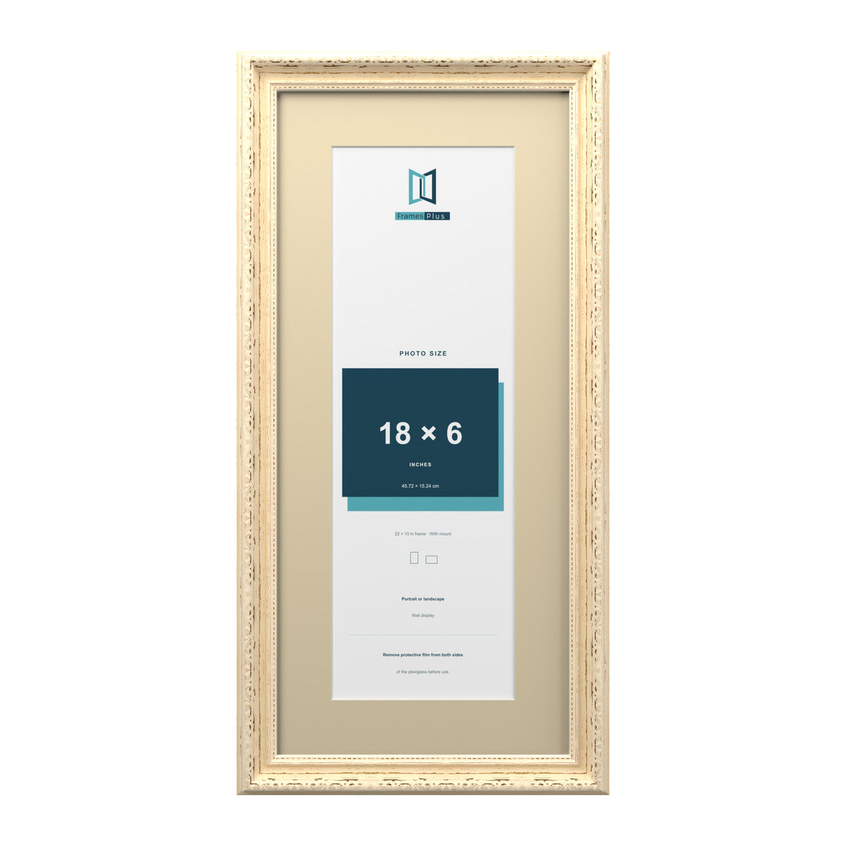 Louis Range Cream Picture, Photo & Poster Frame with Ivory Mount - 22x10" Frame for 18x6" Photo, Cream