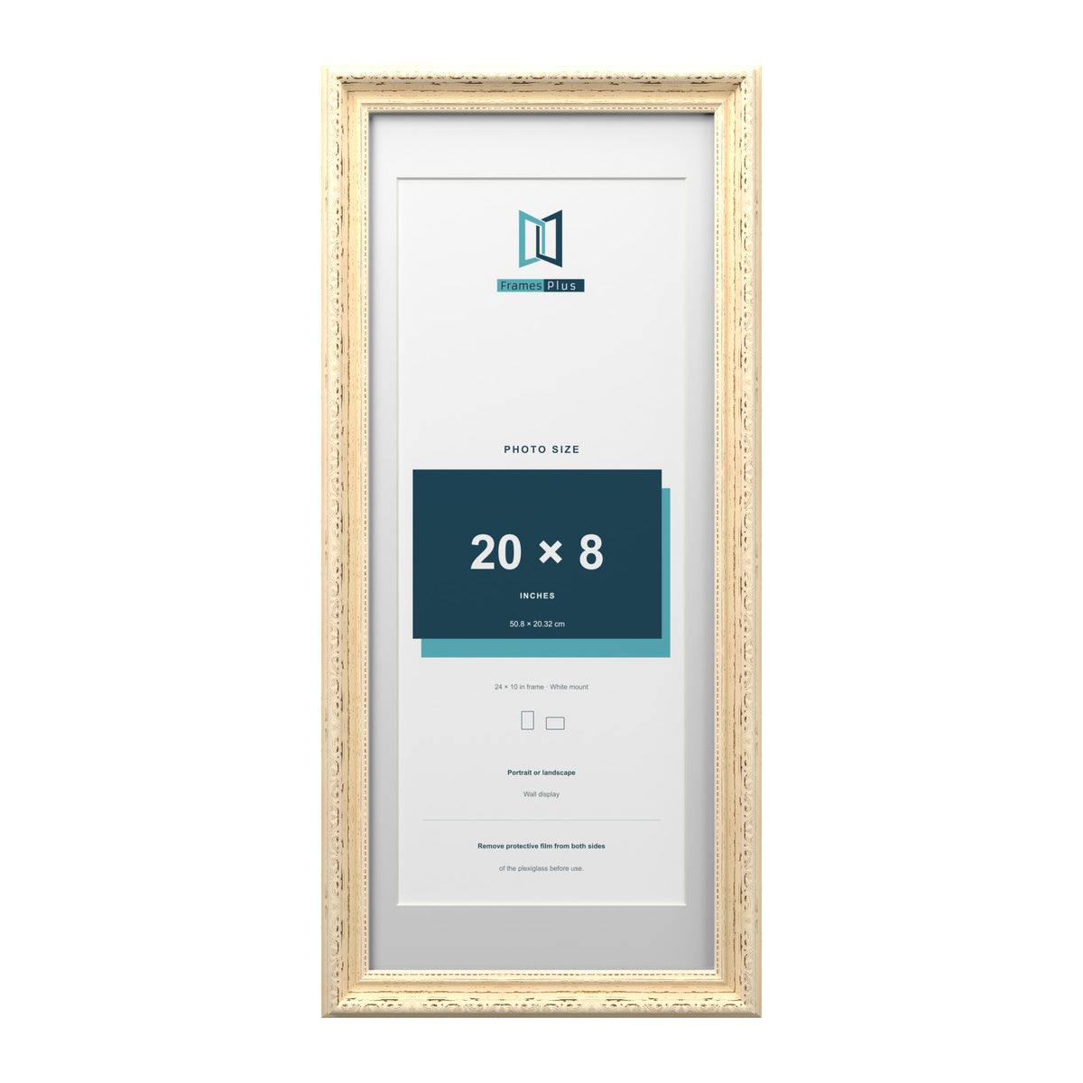 Louis Range Cream Picture, Photo & Poster Frame with White Mount - 24x10" Frame for 20x8" Photo, Cream