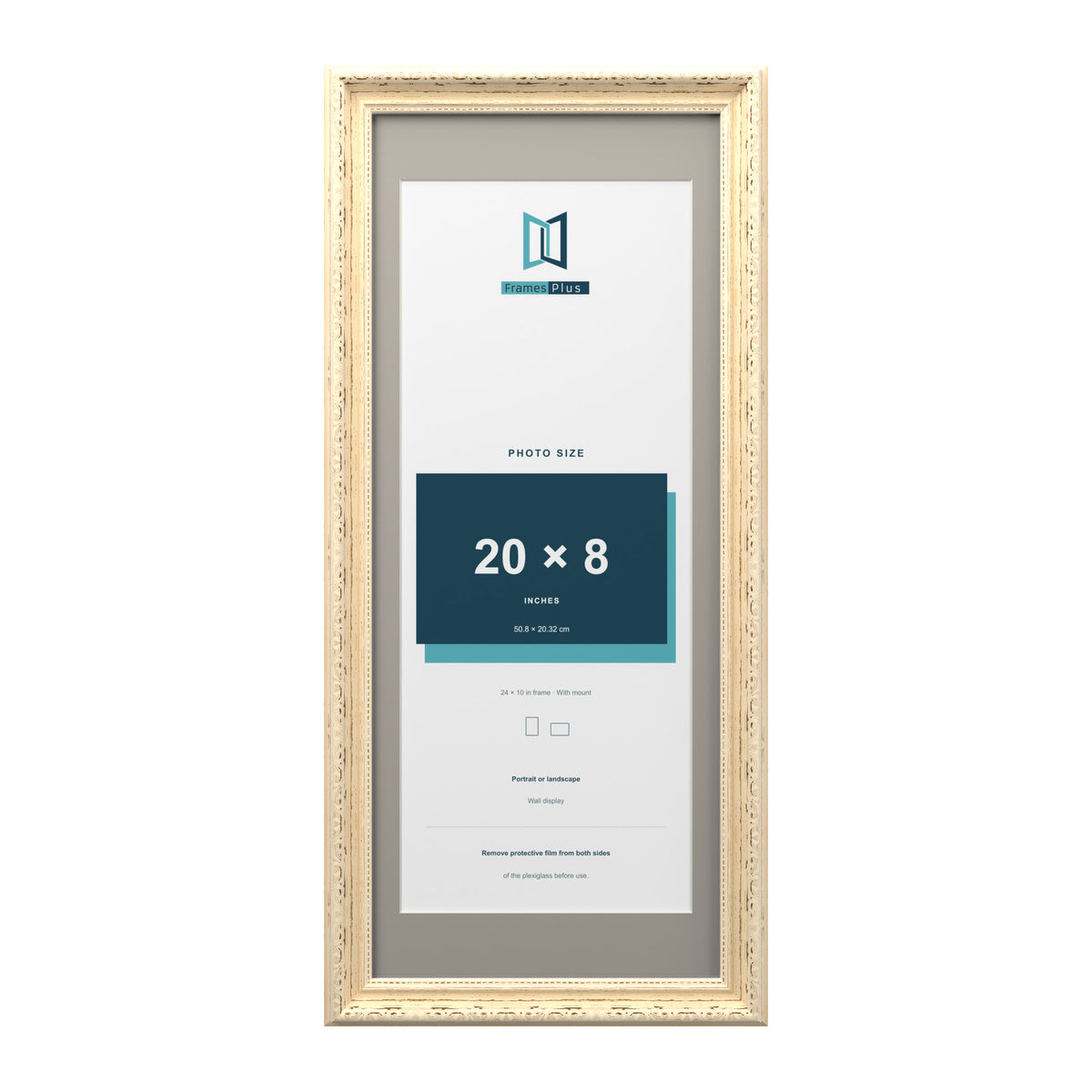 Louis Range Cream Picture, Photo & Poster Frame with Dawn Grey Mount - 24x10" Frame for 20x8" Photo, Cream