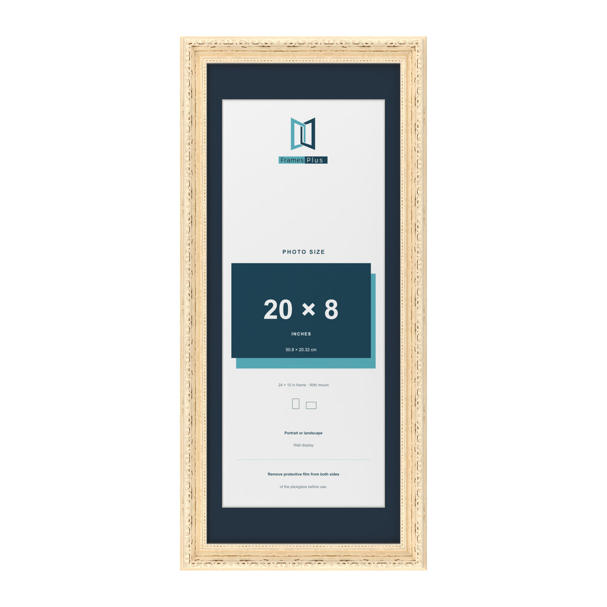 Louis Range Cream Picture, Photo & Poster Frame with Pacific Blue Mount - 24x10" Frame for 20x8" Photo, Cream