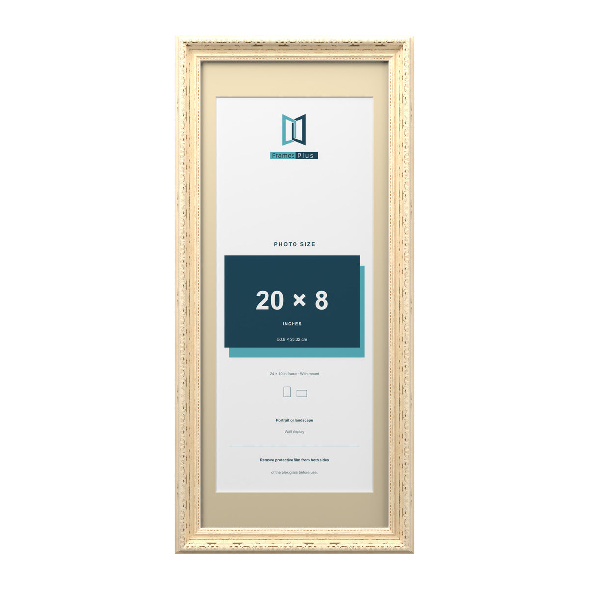 Louis Range Cream Picture, Photo & Poster Frame with Ivory Mount - 24x10" Frame for 20x8" Photo, Cream