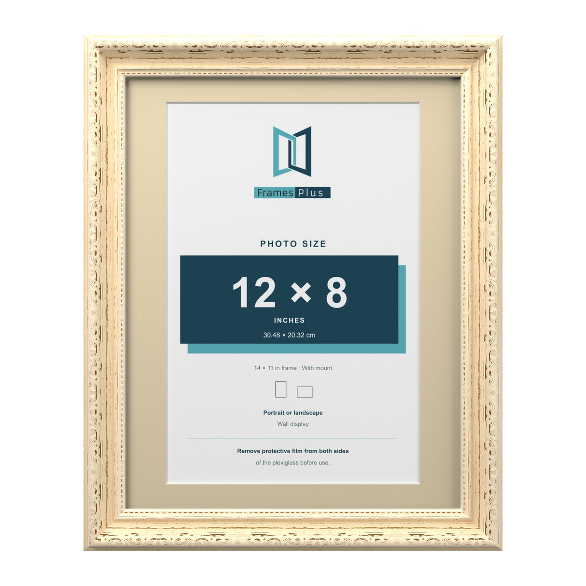 Louis Range Cream Picture, Photo & Poster Frame with Ivory Mount - 14x11" Frame for 12x8" Photo, Cream